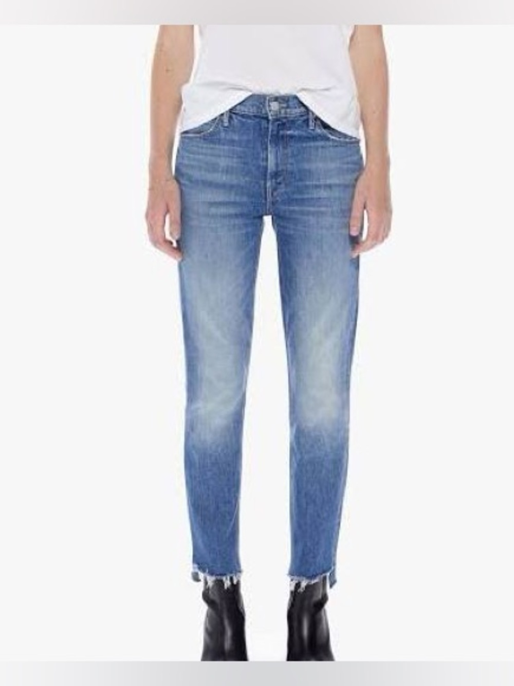 MOTHER Superior Mid rise Dazzle ankle step fray jeans - Picture 3 of 8
